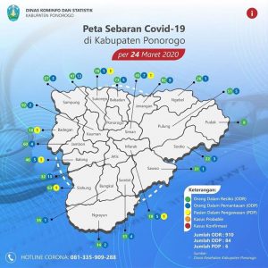 Update Peta Sebaran COVID-19 di Kabupaten Ponorogo