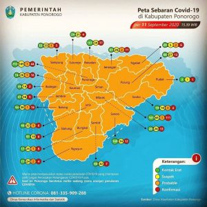Perkembangan kasus Covid-19 di Kabupaten Ponorogo.