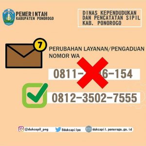 Layanan Pengaduan/Pelayanan tanya jawab Dukcapil Ponorogo