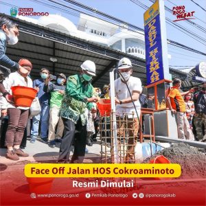 Pengecoran dan peletakan batu pertama Jalan HOS Cokroaminoto